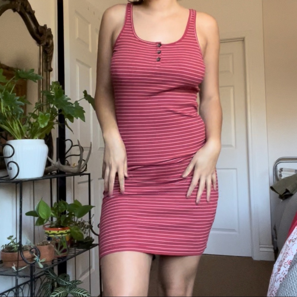 Bodycon pink stripe dress size L